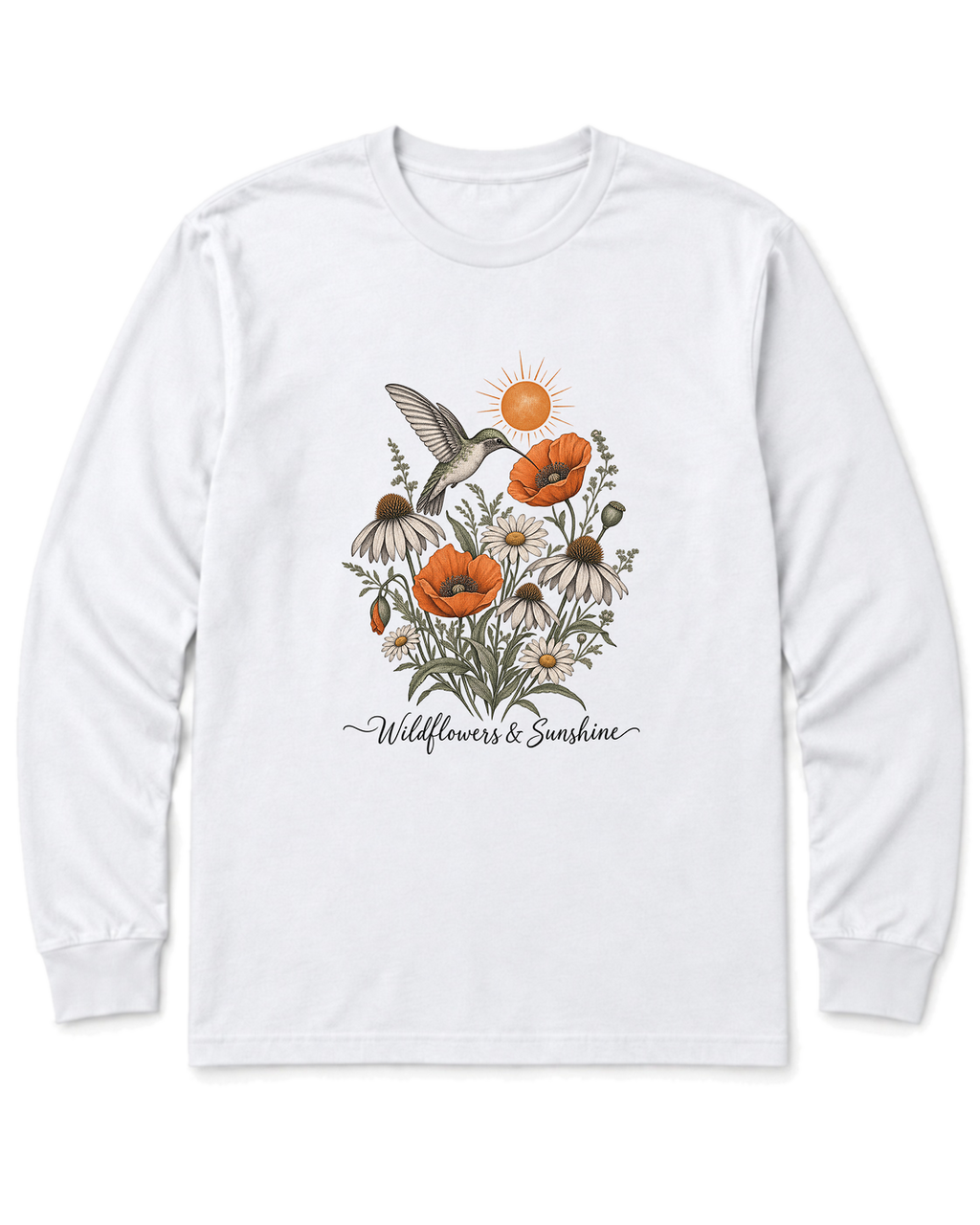 Wildflowers & Sunshine Long Sleeve Shirt - White
