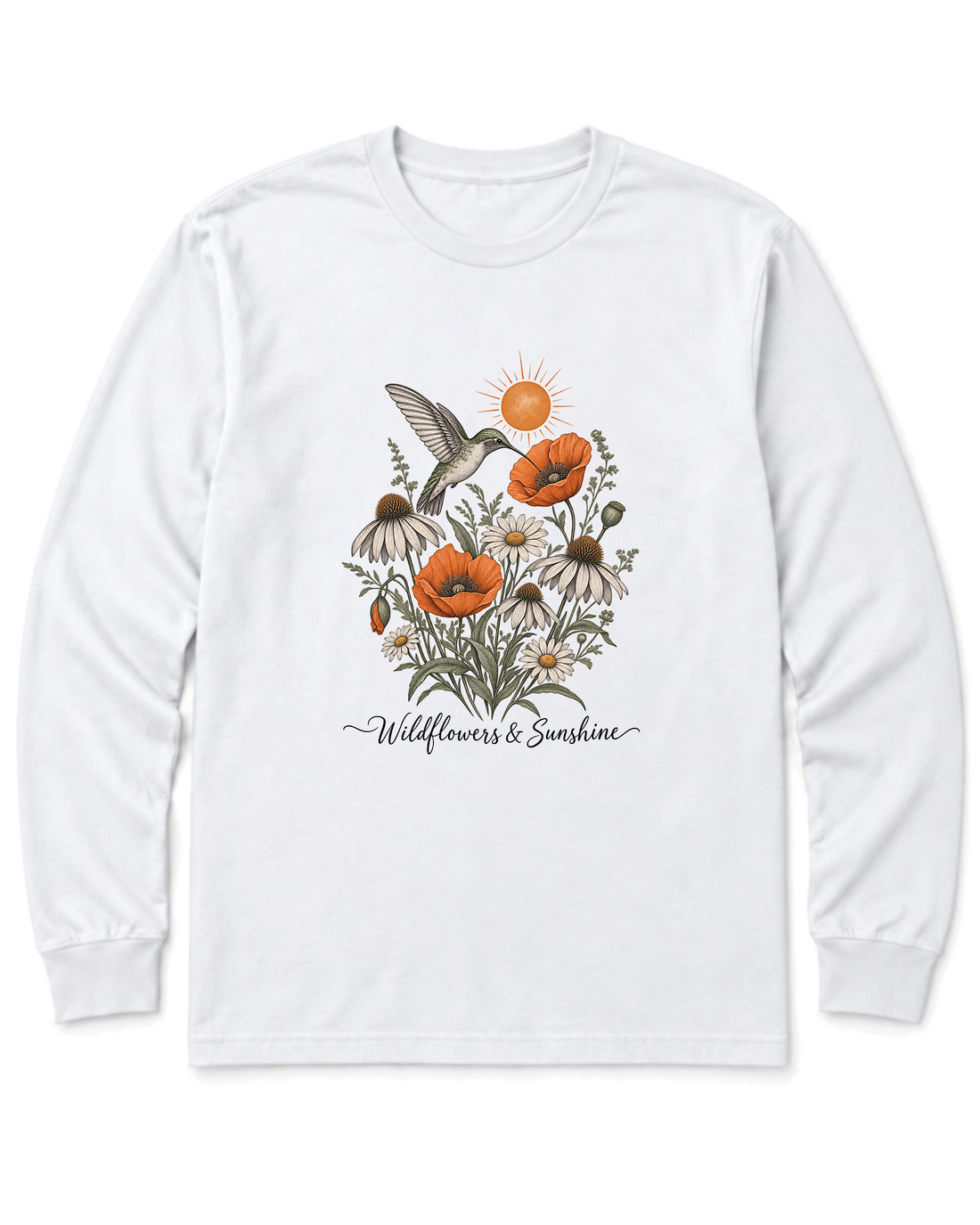 Wildflowers & Sunshine Long Sleeve Shirt - White