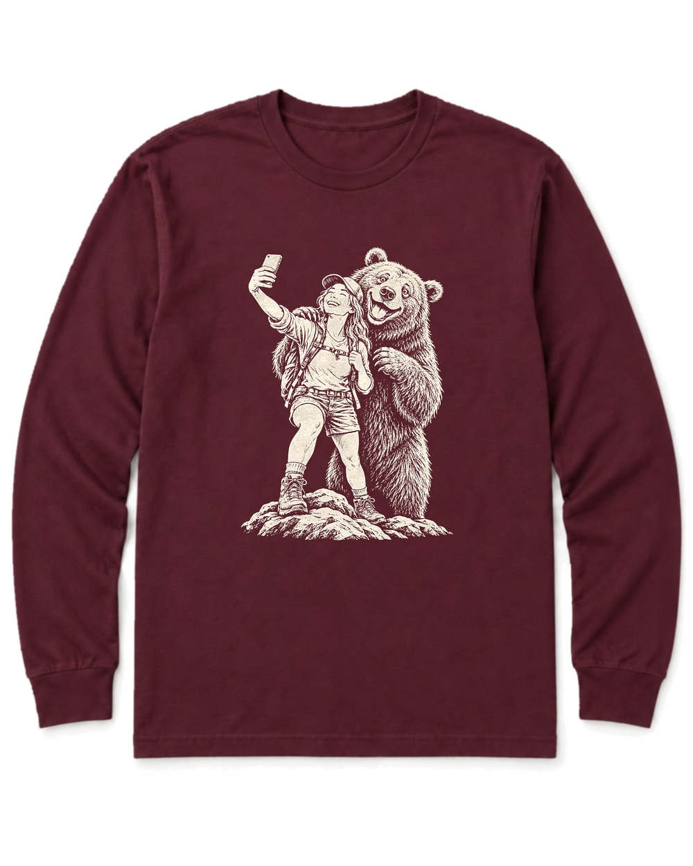 Summit Photobomb Long Sleeve Shirt - Maroon