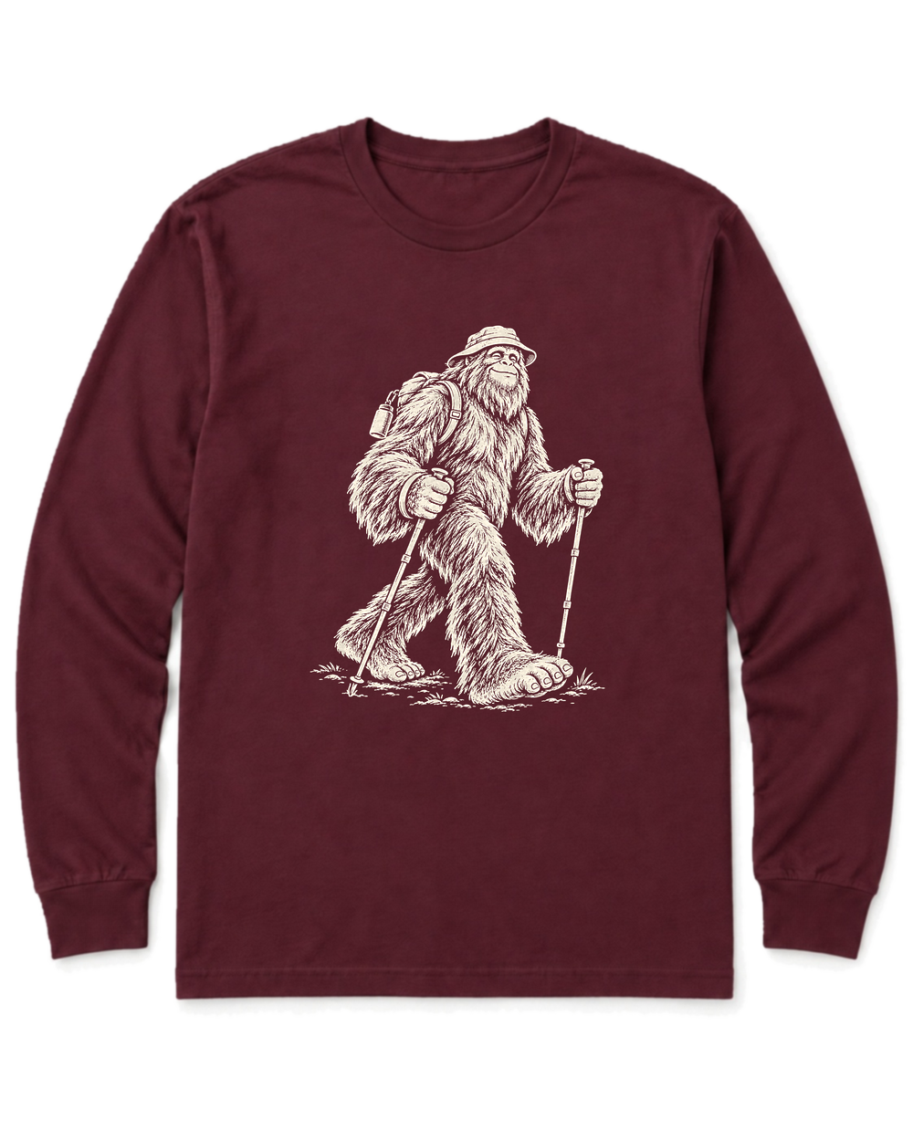 Bigfoot Day Hike Long Sleeve Shirt - Maroon