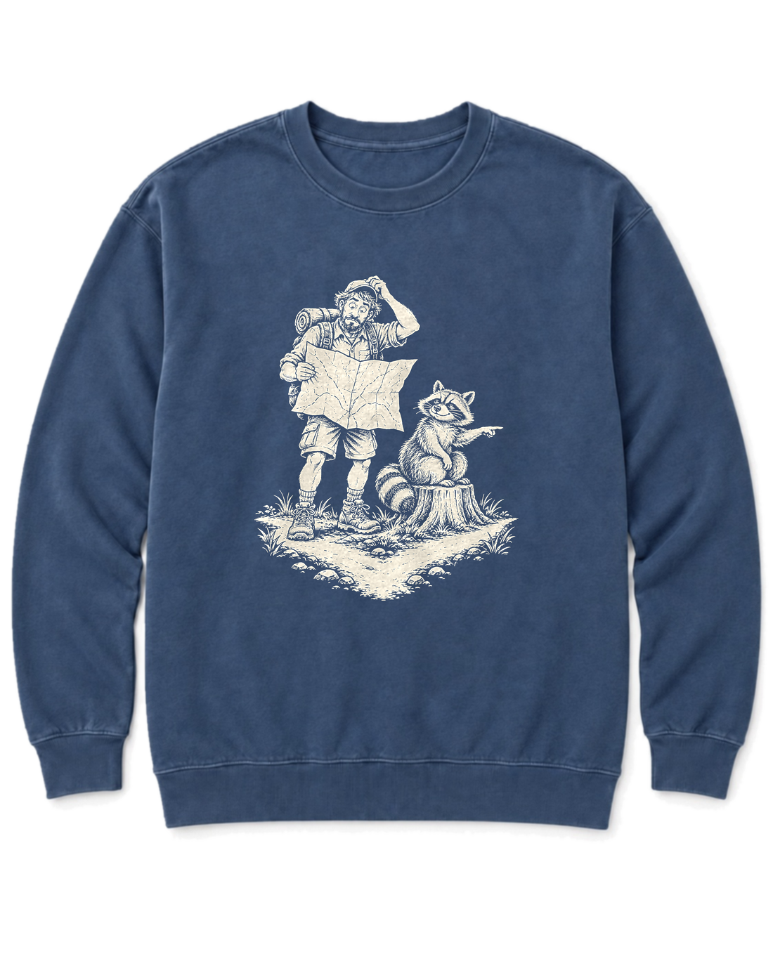 Upside-Down Map Sweatshirt - Denim