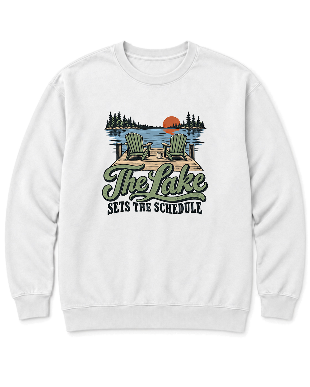 The Lake Sets the Schedule Sweatshirt - White