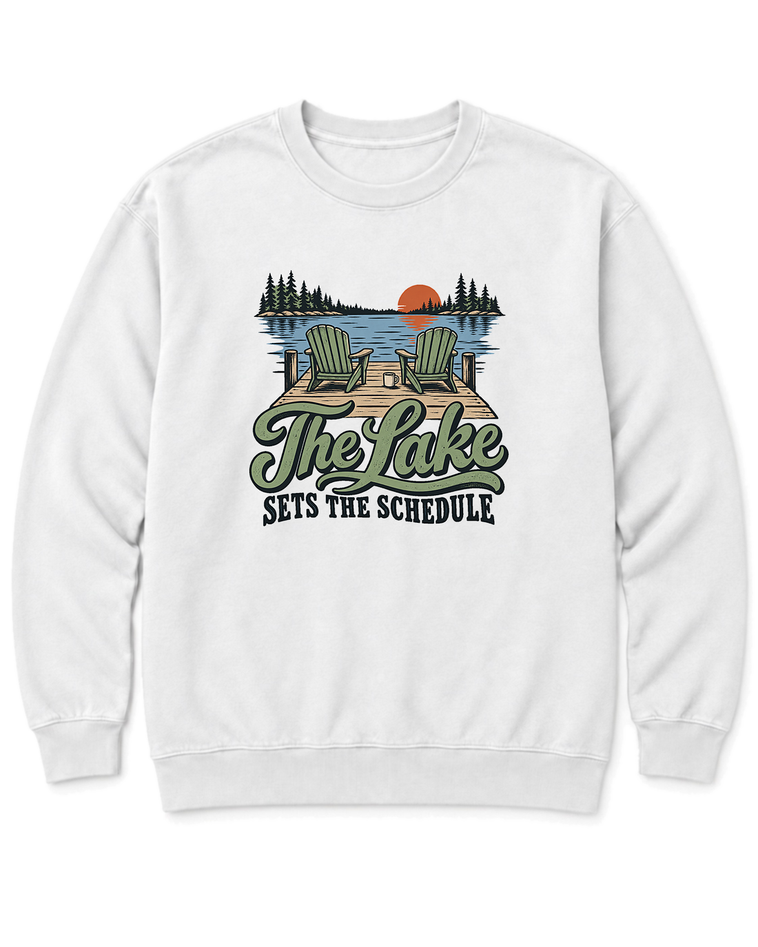 The Lake Sets the Schedule Sweatshirt - White