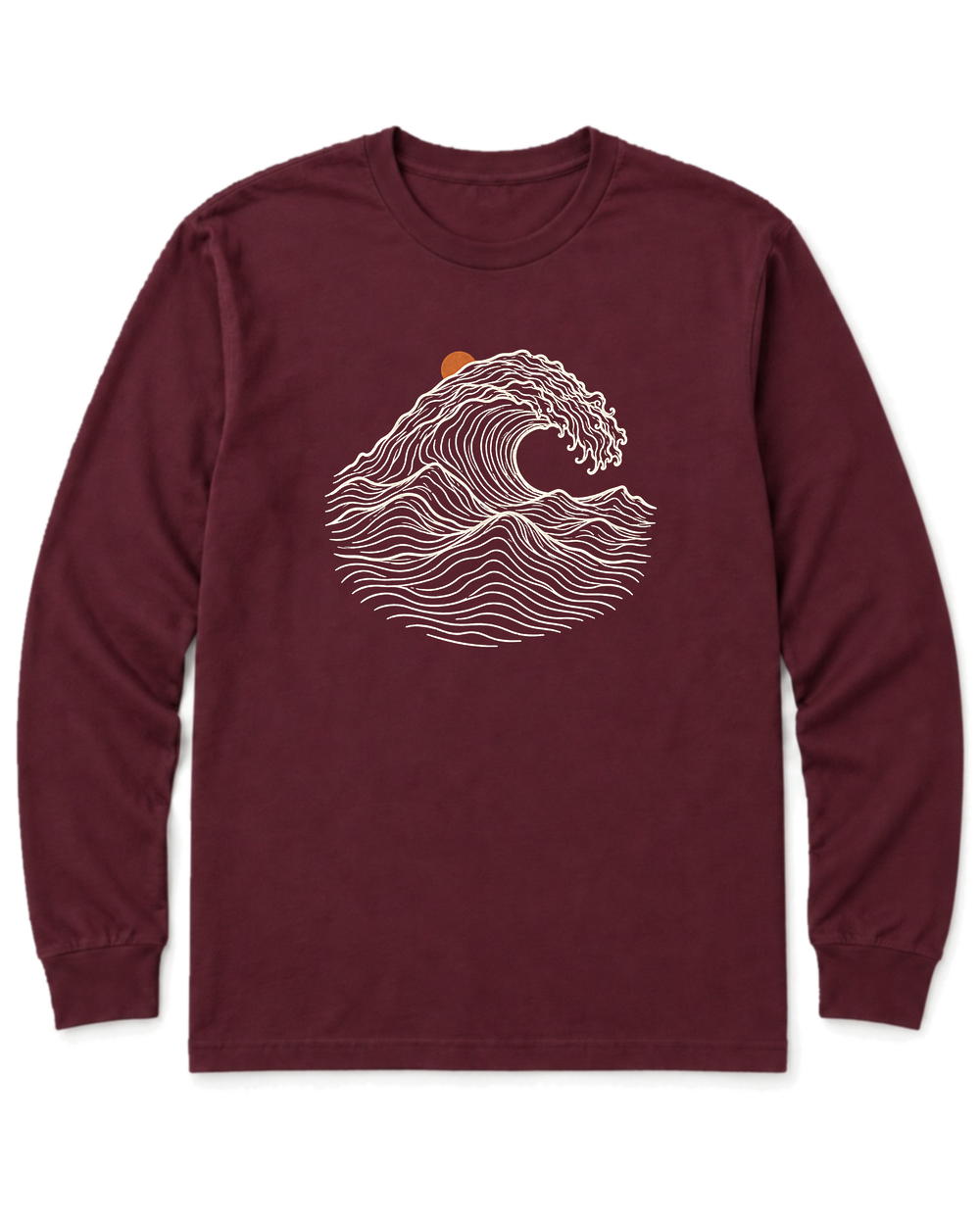 Ocean Wave Long Sleeve Shirt - Maroon