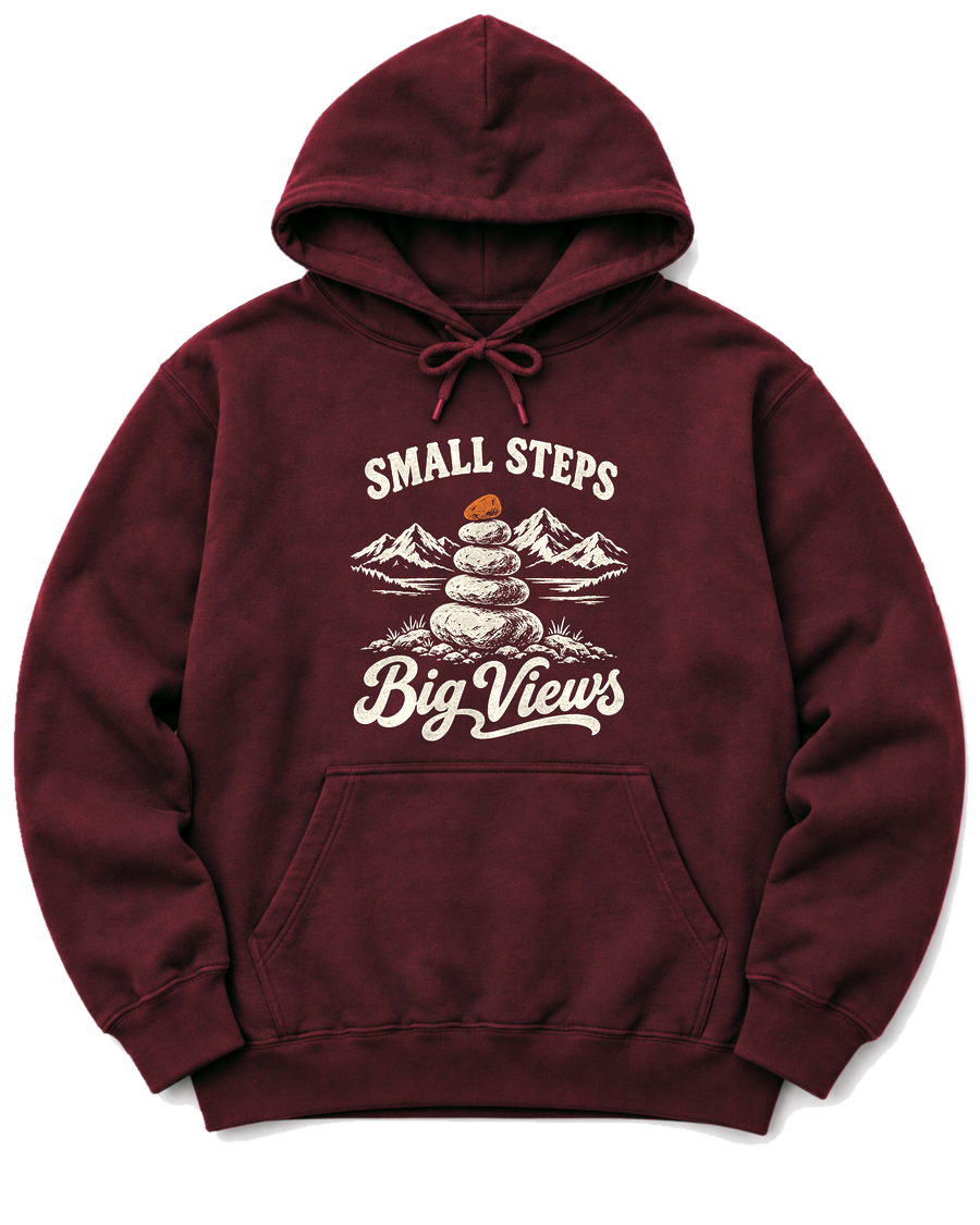Small Steps, Big Views Hoodie - Maroon