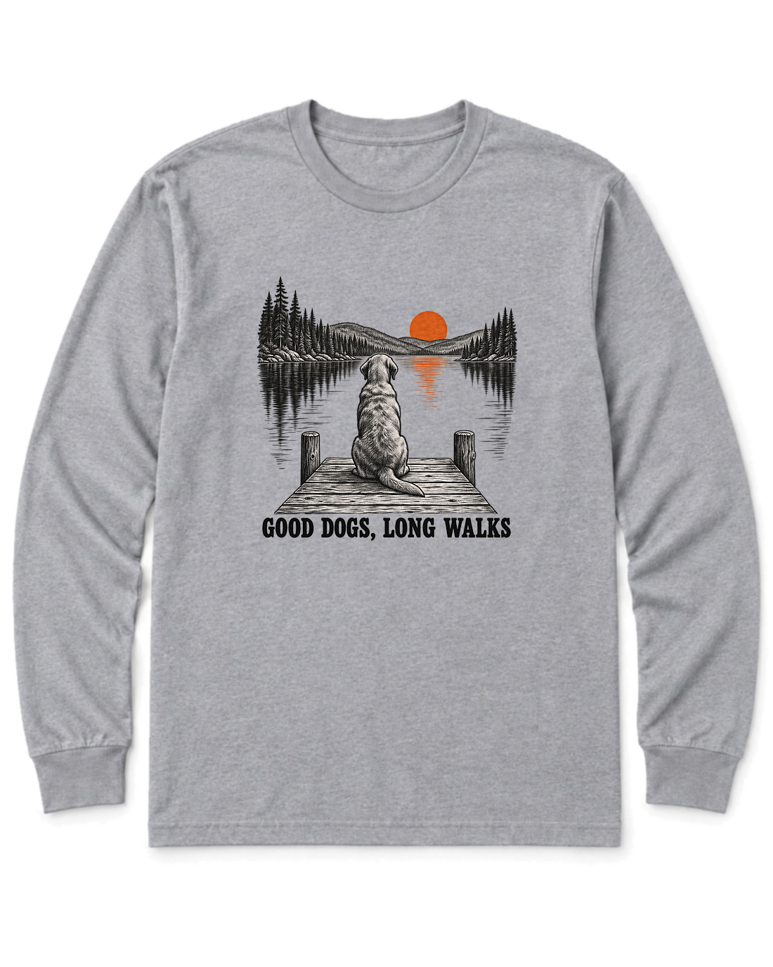 Good Dogs, Long Walks Long Sleeve Shirt - Sport Grey