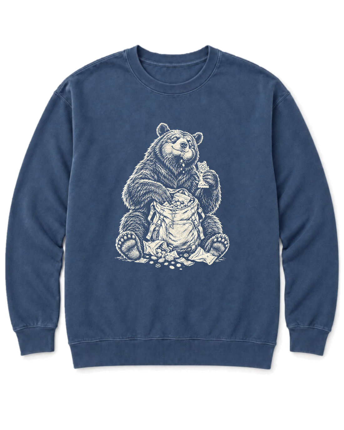 Snack Thief Bear Sweatshirt - Denim
