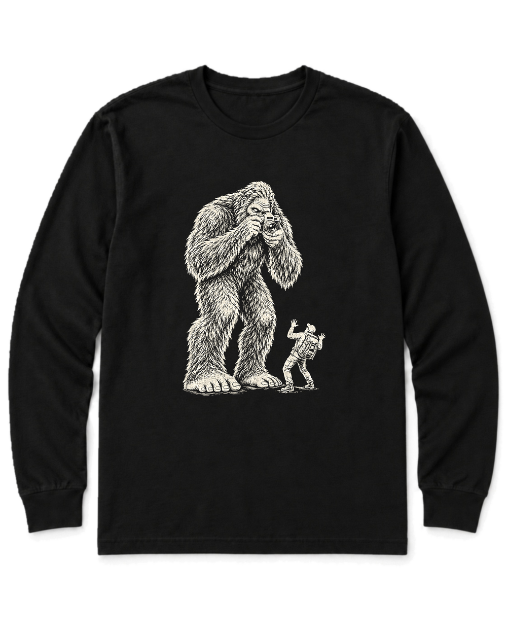 Bigfoot Photographer Long Sleeve Shirt - Black