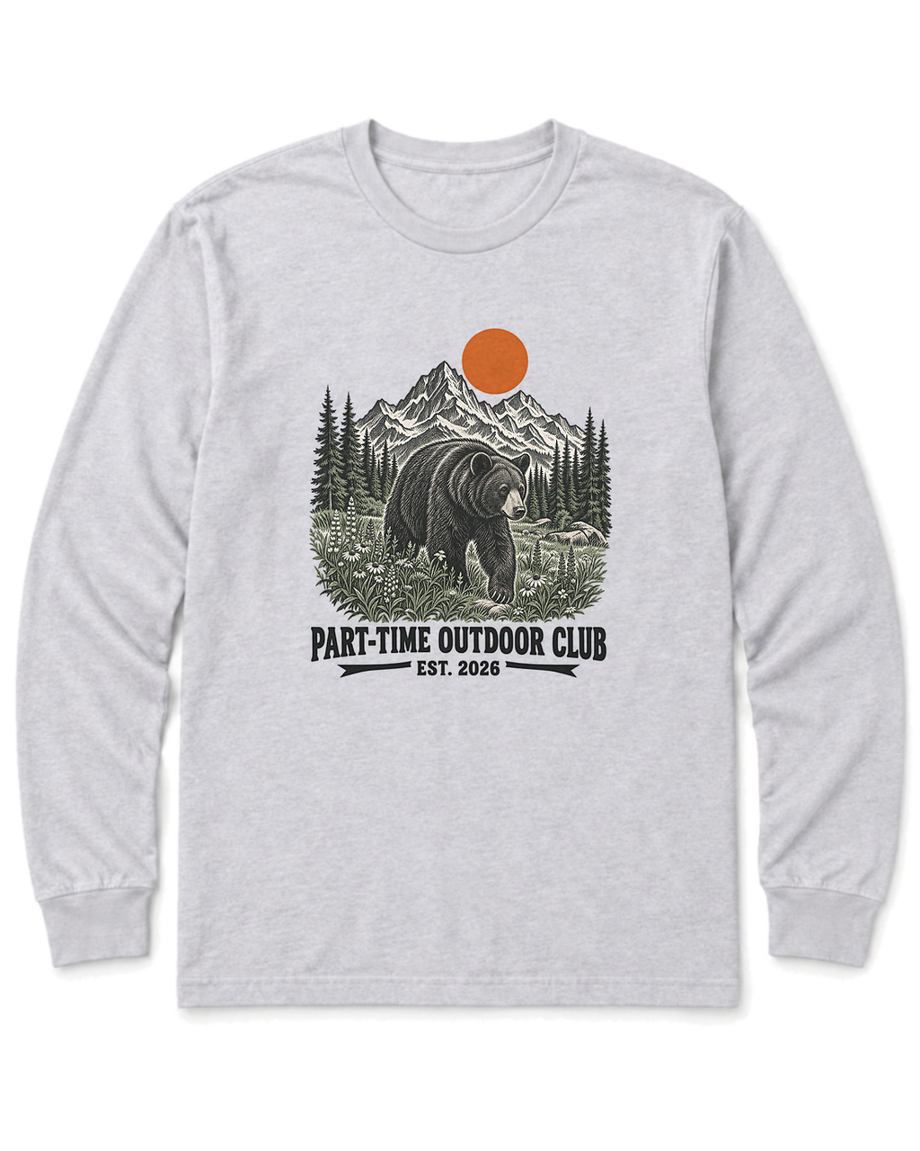Outdoor Club Bear Long Sleeve Shirt - Ash
