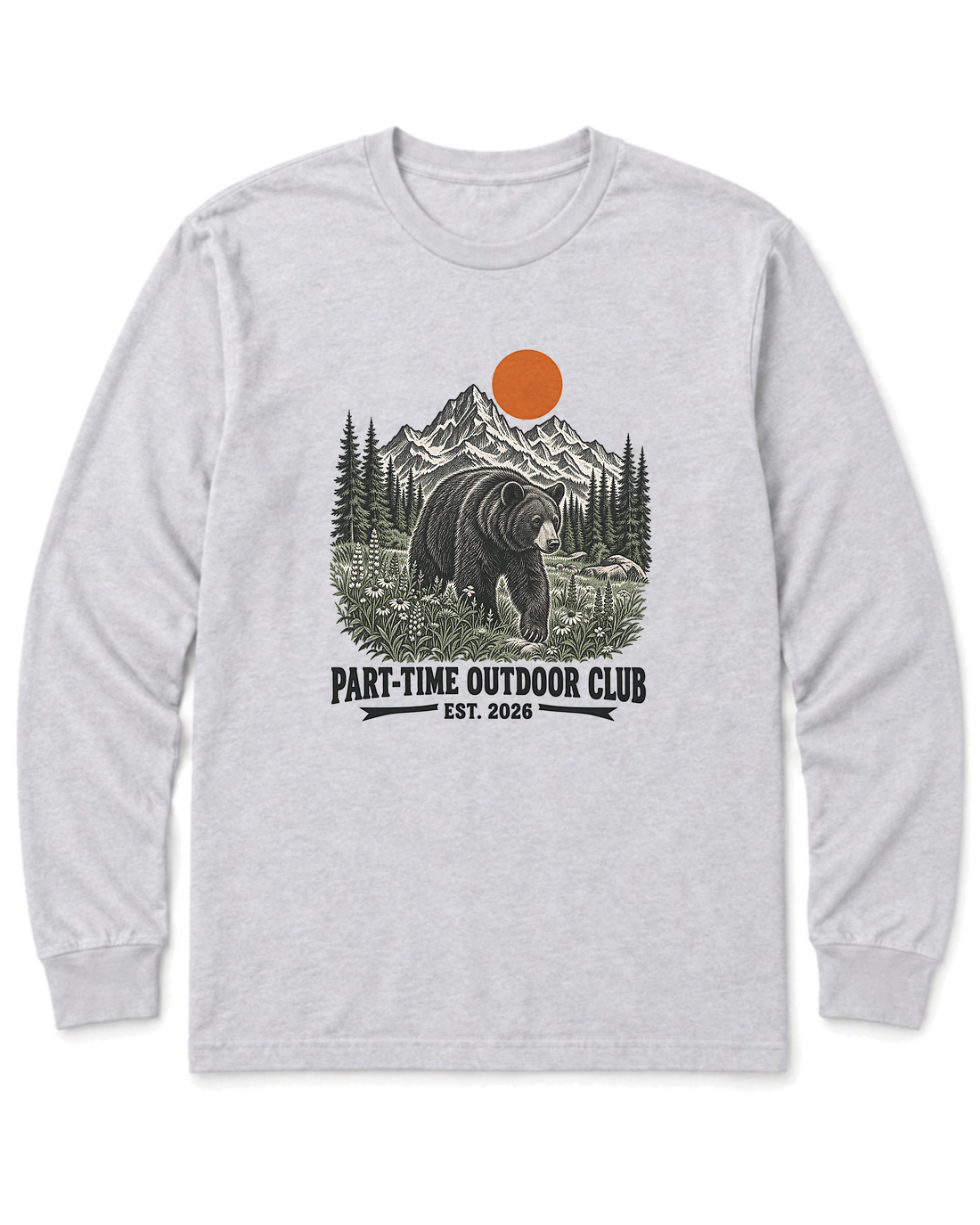 Outdoor Club Bear Long Sleeve Shirt - Ash
