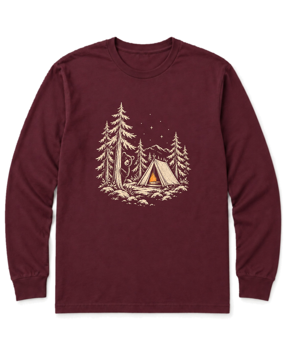 Curious Bear Long Sleeve Shirt - Maroon