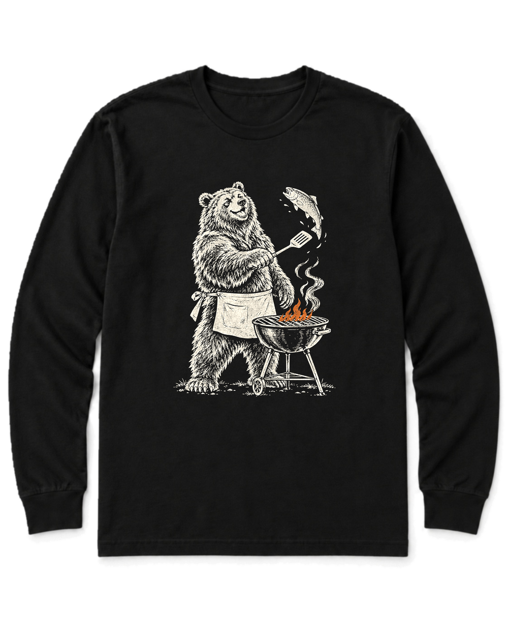 Grill Master Grizzly Long Sleeve Shirt - Black