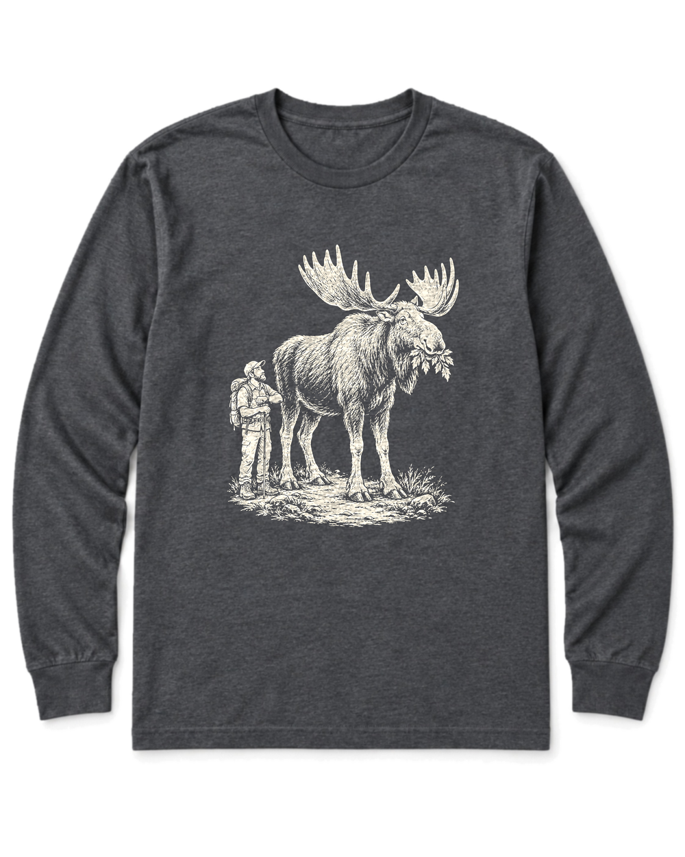 Moose Right of Way Long Sleeve Shirt - Dark Heather