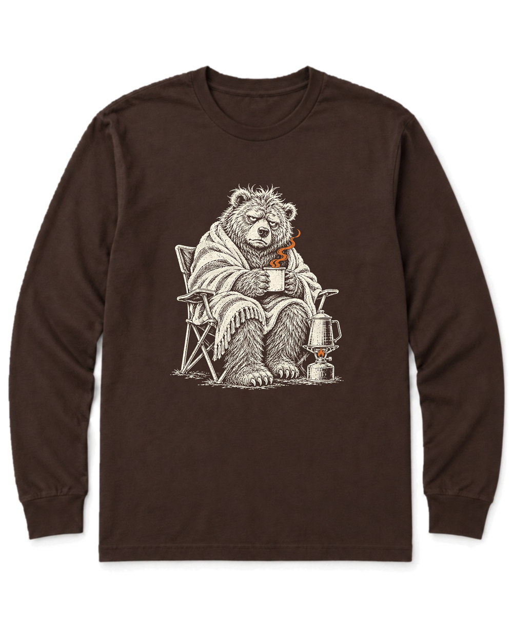 Not a Morning Bear Long Sleeve Shirt - Dark Chocolate