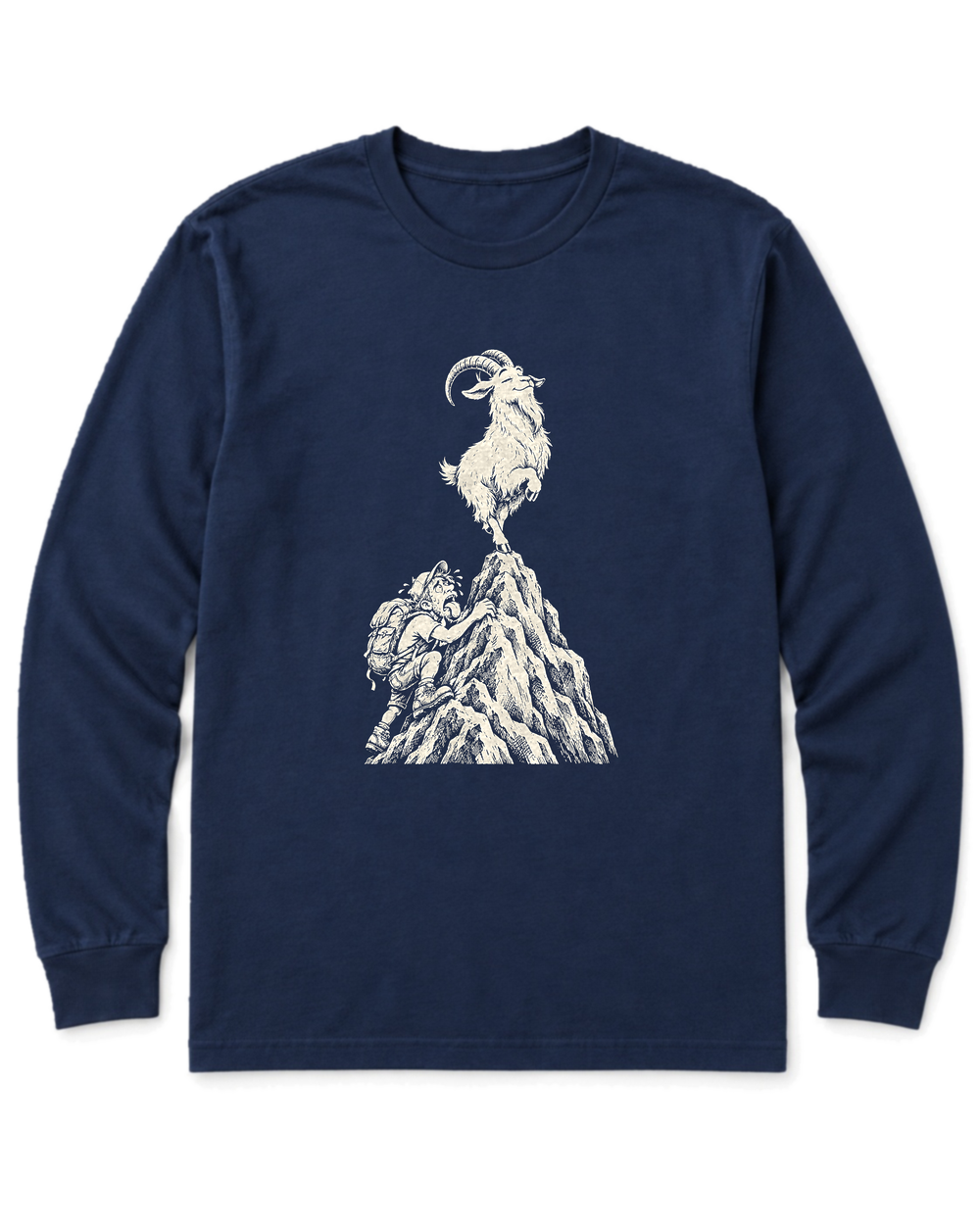 Show-Off Mountain Goat Long Sleeve Shirt - Navy