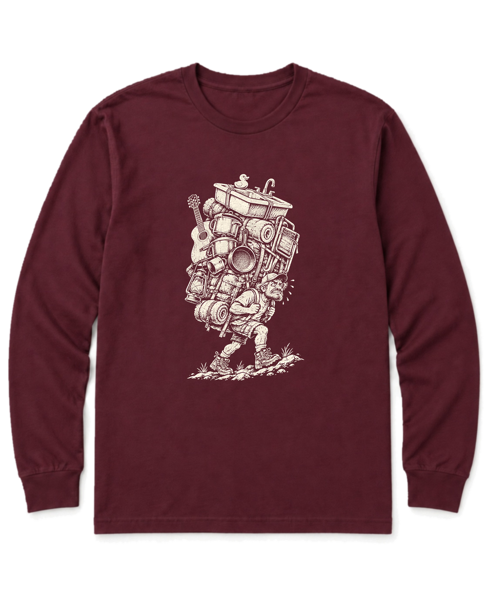 Overpacked Hiker Long Sleeve Shirt - Maroon