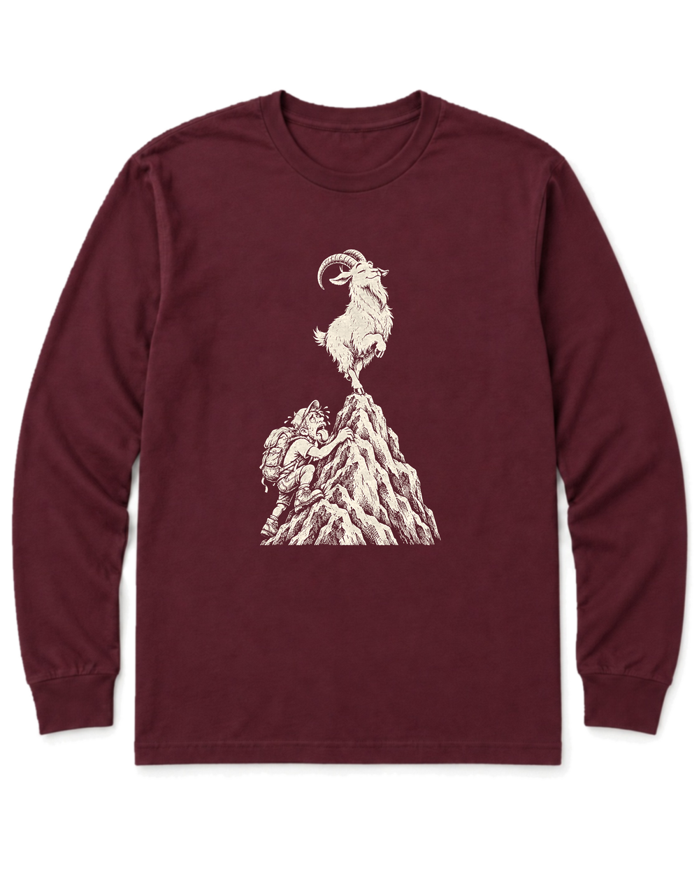 Show-Off Mountain Goat Long Sleeve Shirt - Maroon
