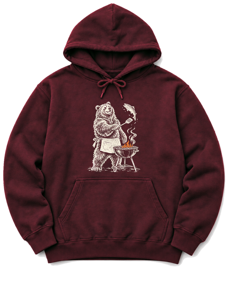 Grill Master Grizzly Hoodie - Maroon