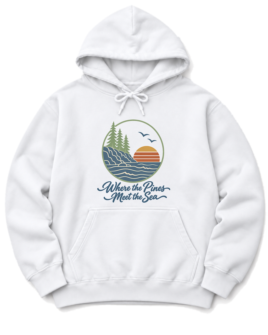 Where the Pines Meet the Sea Hoodie - White