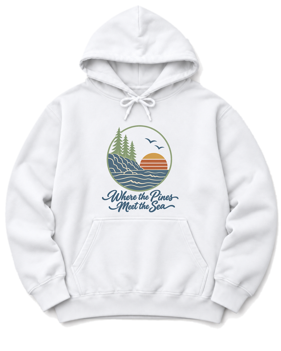 Where the Pines Meet the Sea Hoodie - White