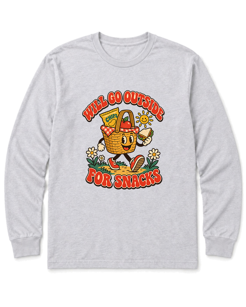 Will Go Outside for Snacks Long Sleeve Shirt - Ash