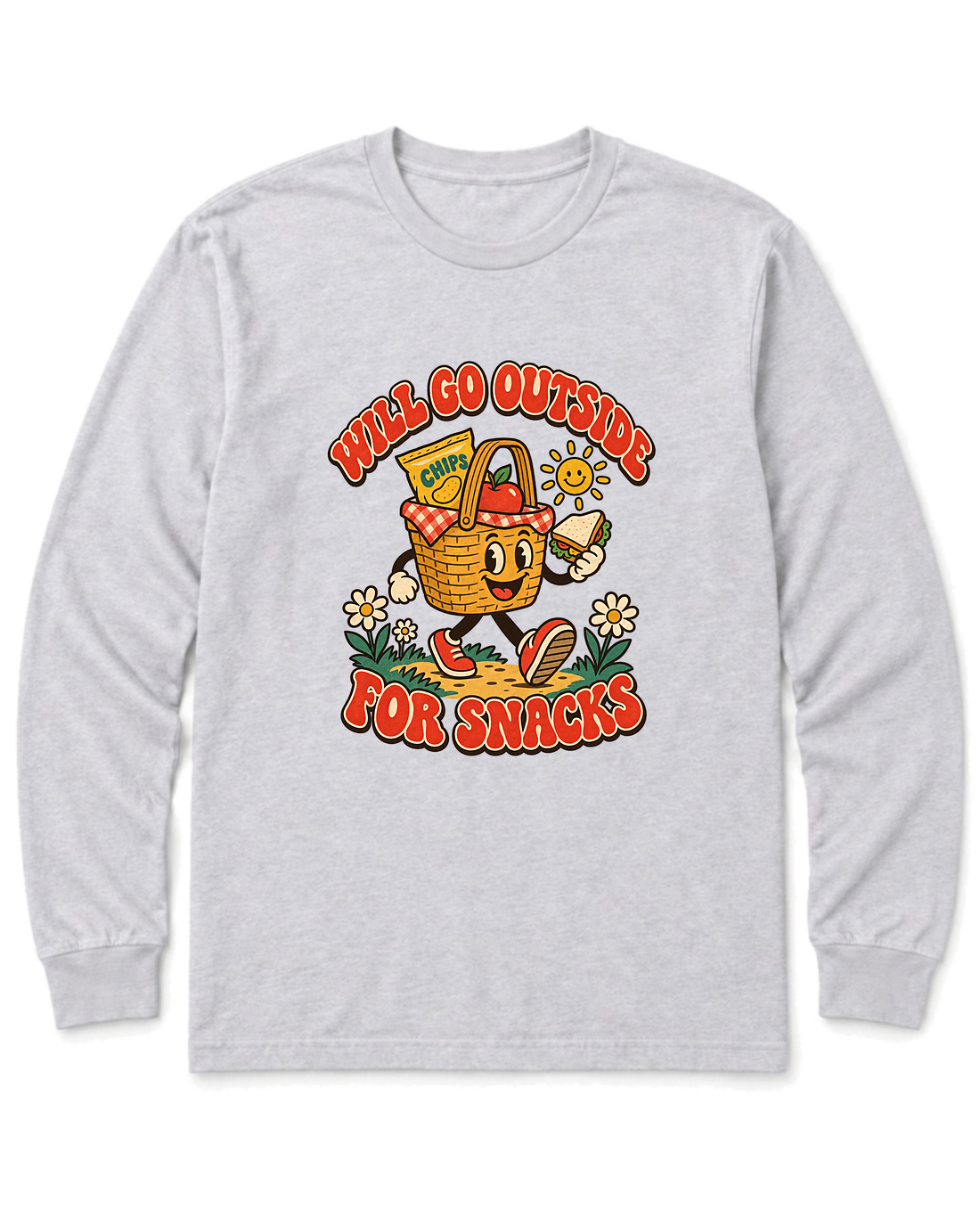 Will Go Outside for Snacks Long Sleeve Shirt - Ash