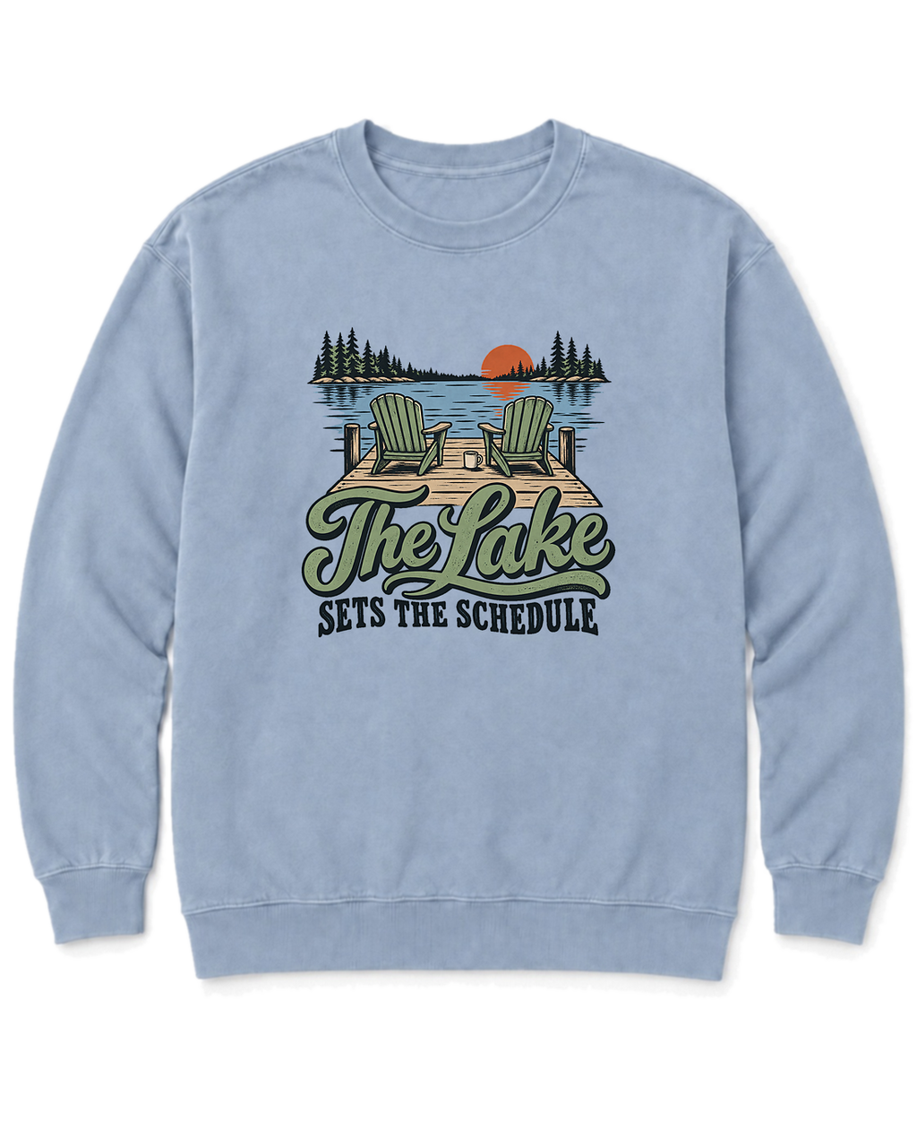 The Lake Sets the Schedule Sweatshirt - Chambray