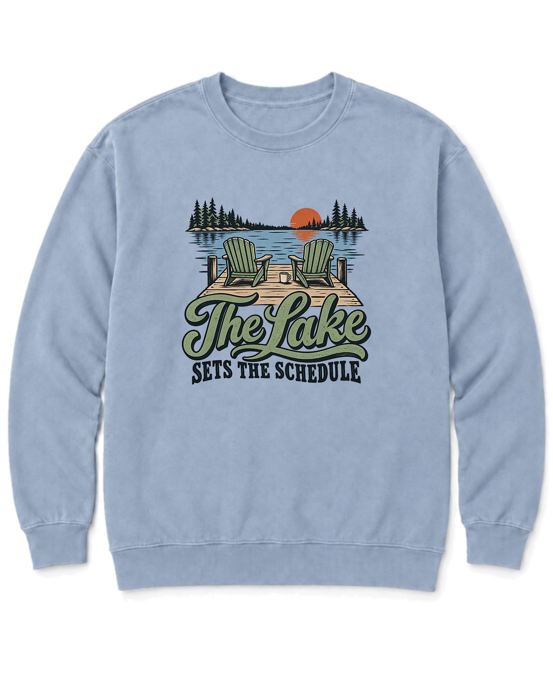 The Lake Sets the Schedule Sweatshirt - Chambray