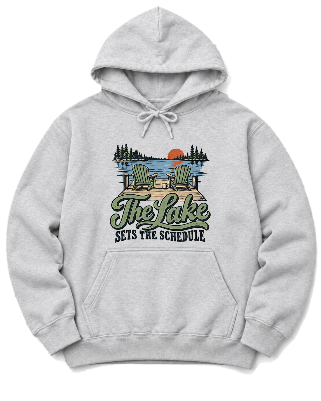 The Lake Sets the Schedule Hoodie - Ash