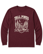 Tall Pines, Clear Mind Long Sleeve Shirt - Maroon