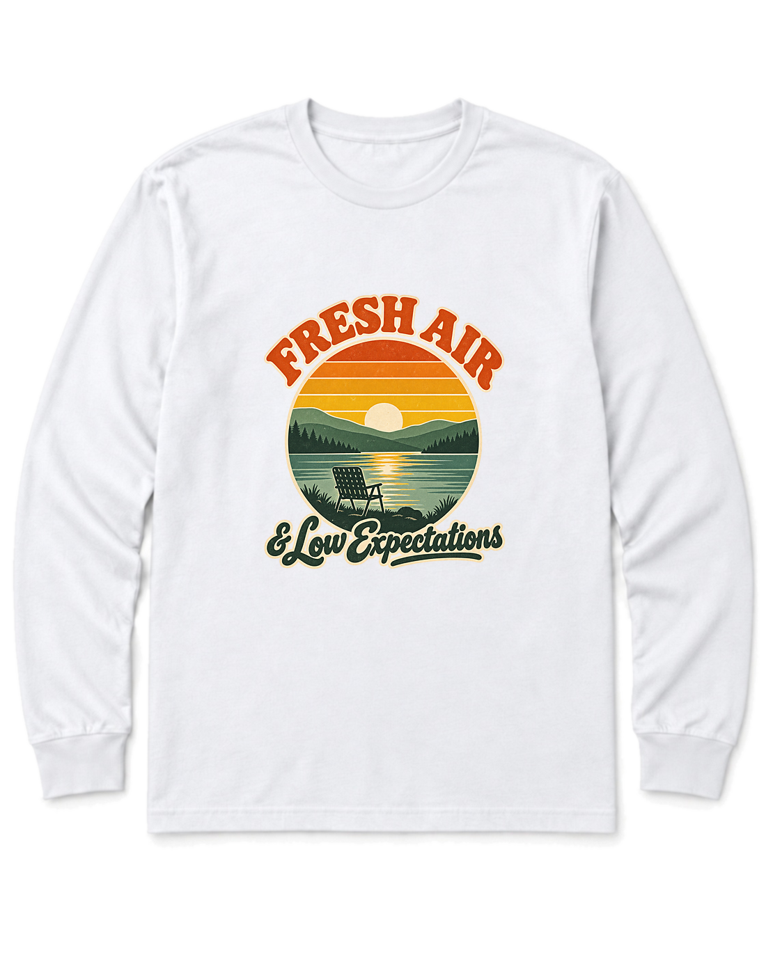 Fresh Air & Low Expectations Long Sleeve Shirt - White