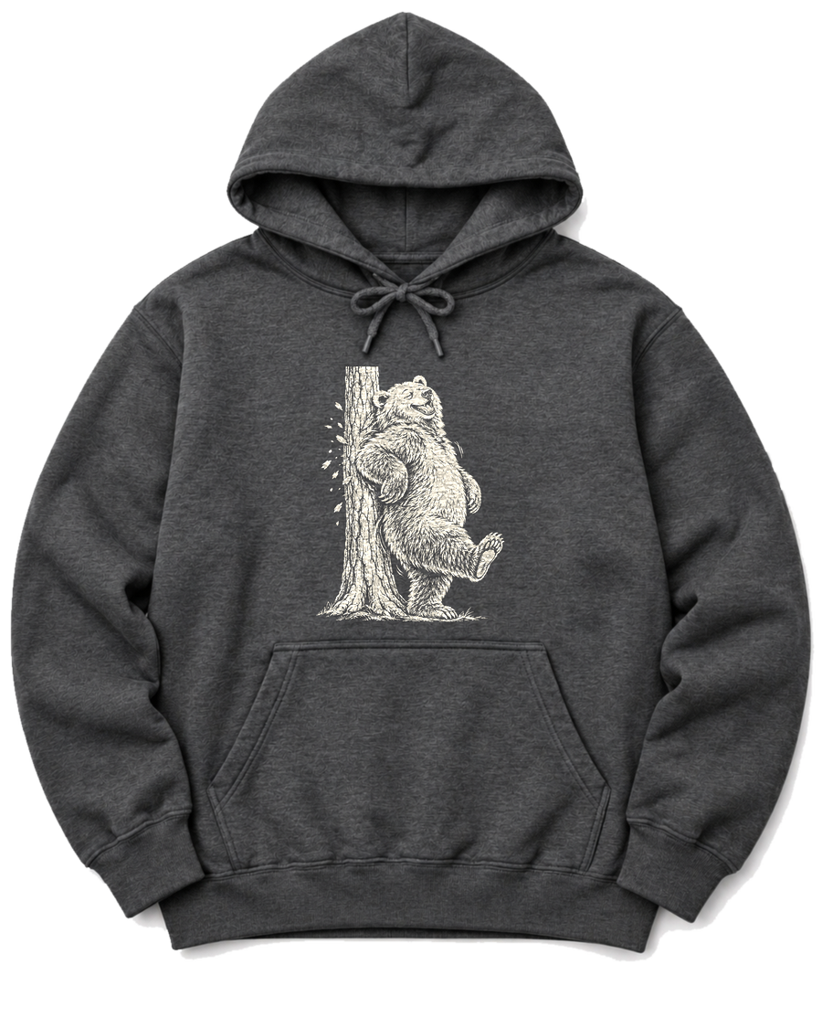 Back Scratch Bear Hoodie - Dark Heather