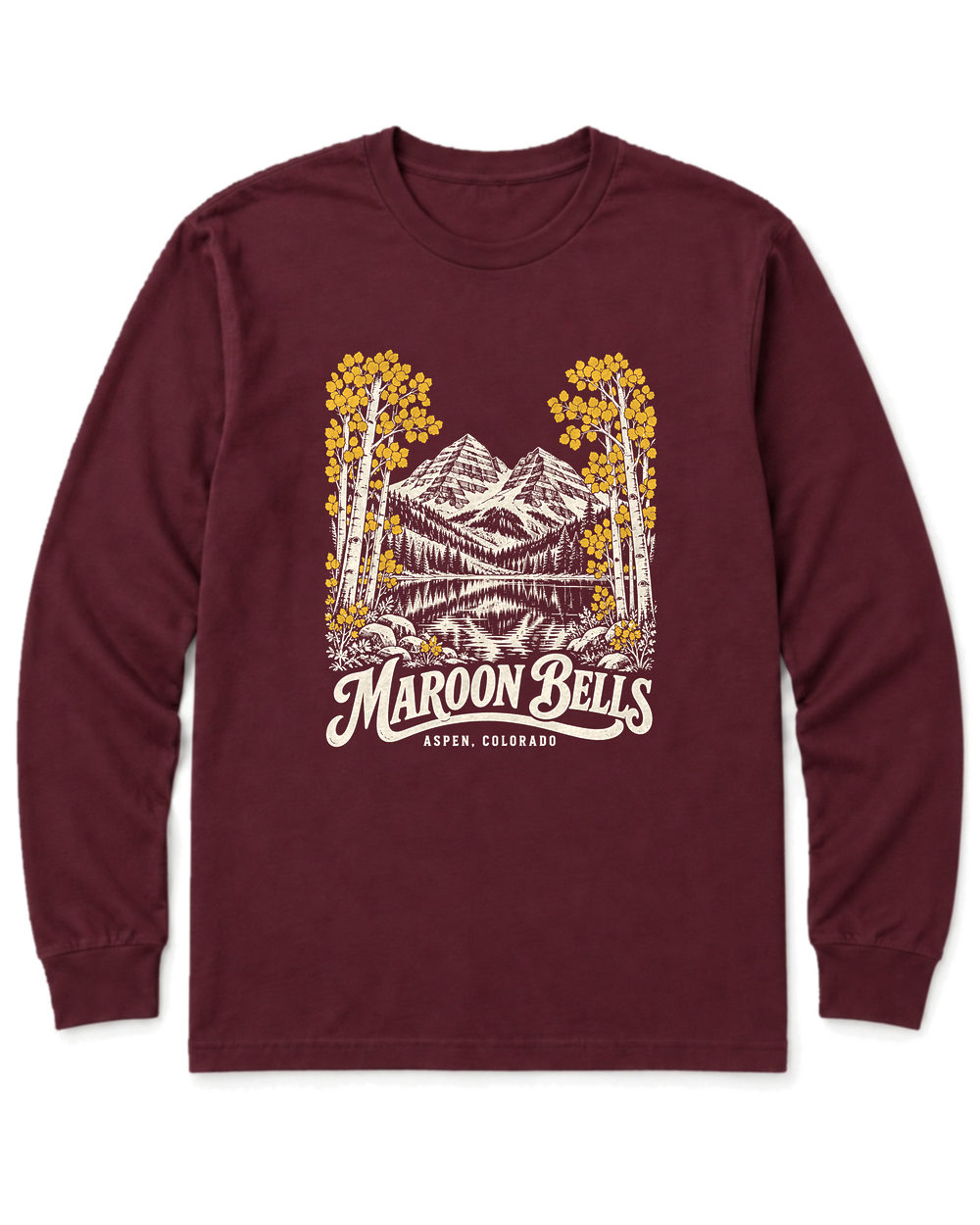 Maroon Bells Long Sleeve Shirt - Maroon