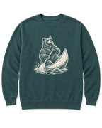 Bear in a Canoe Sweatshirt - Blue Spruce