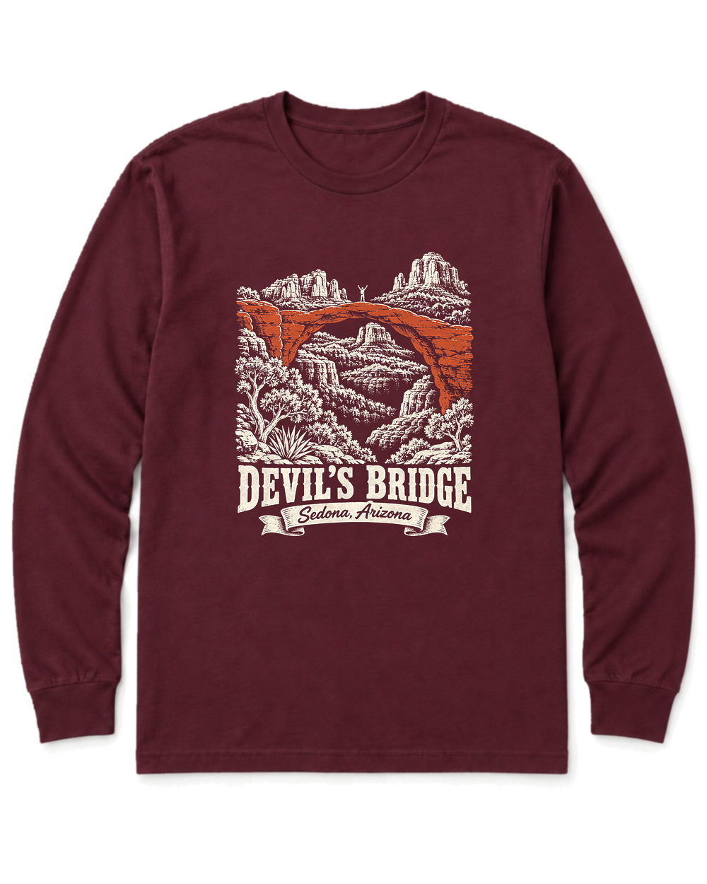 Devil's Bridge Long Sleeve Shirt - Maroon
