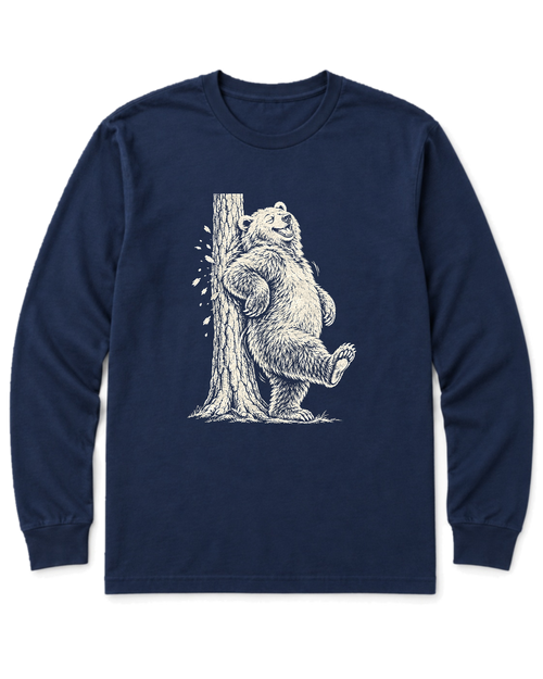 Back Scratch Bear Long Sleeve Shirt - Navy