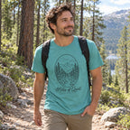 Miles of Quiet T-Shirt worn outdoors