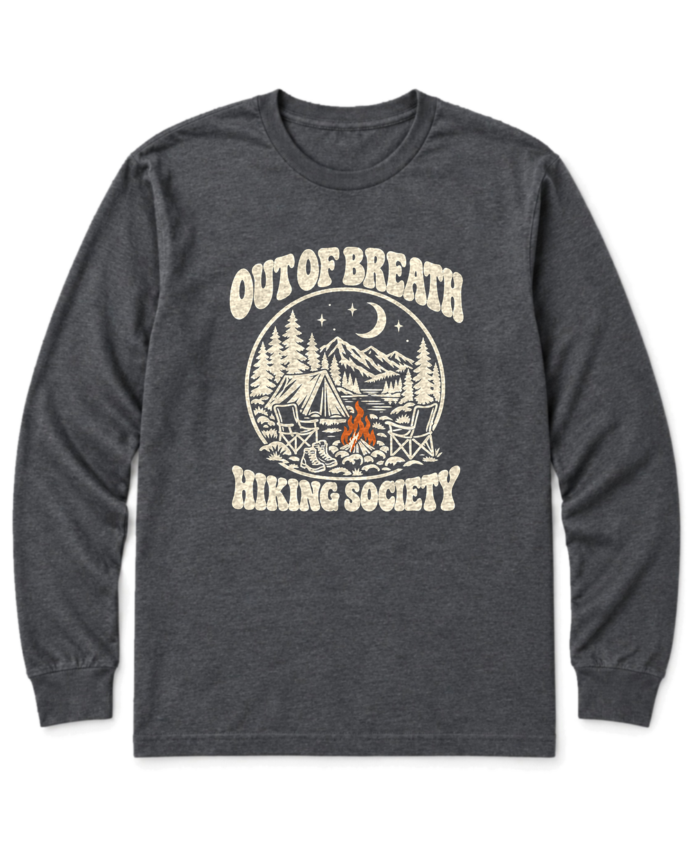 Out of Breath Hiking Society Campfire Night Long Sleeve Shirt - Dark Heather