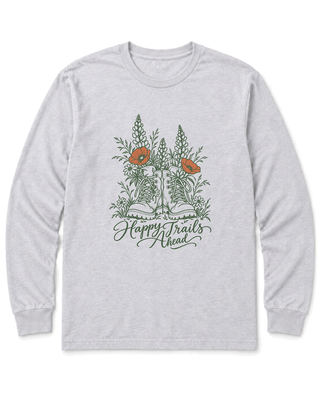Happy Trails Ahead Long Sleeve Shirt - Ash