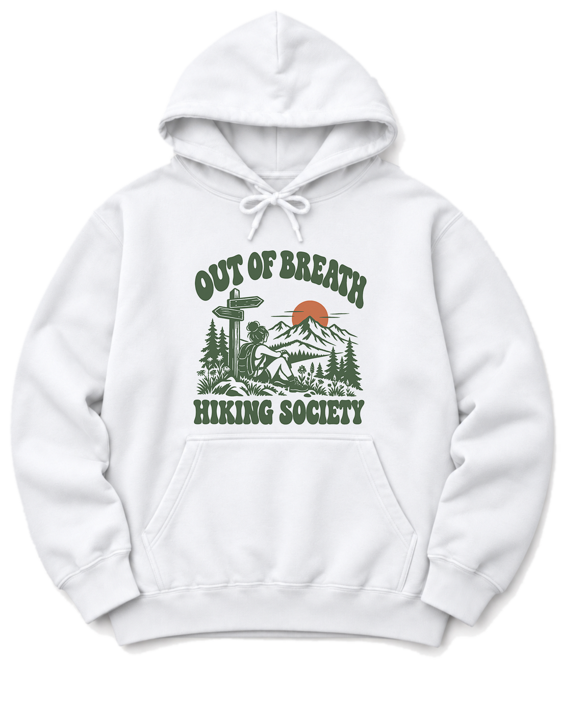 Out of Breath Hiking Society Trail Sign Hoodie - White
