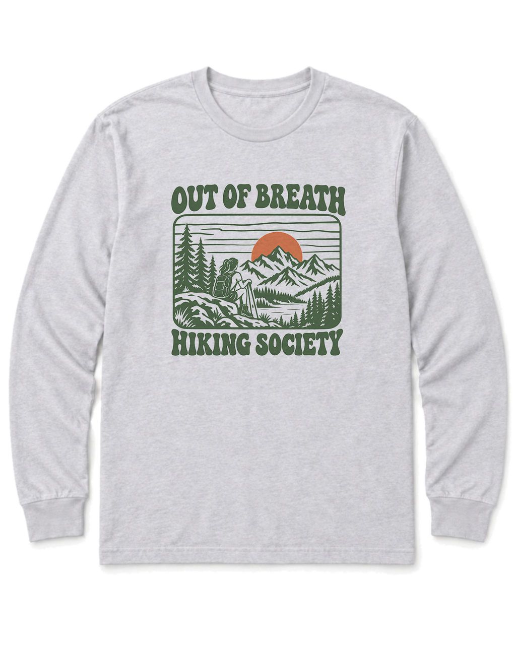 Out of Breath Hiking Society Sunset Long Sleeve Shirt - Ash