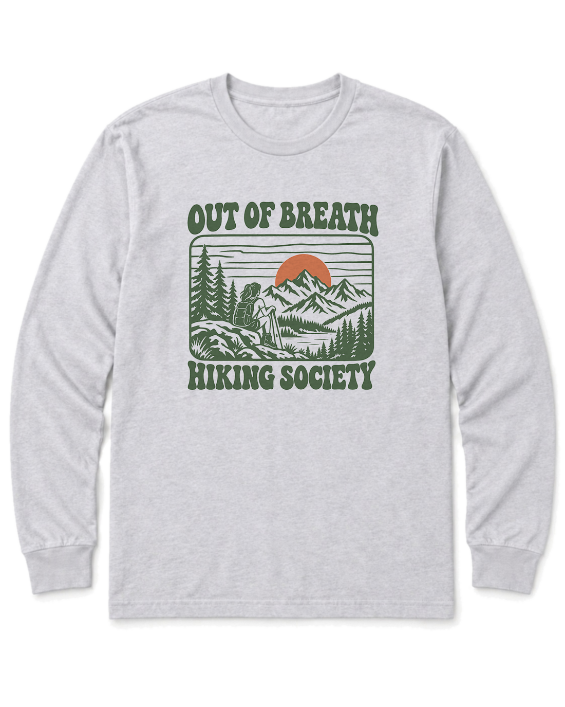 Out of Breath Hiking Society Sunset Long Sleeve Shirt - Ash
