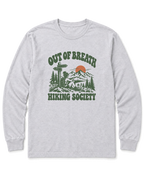 Out of Breath Hiking Society Trail Sign Long Sleeve Shirt - Ash