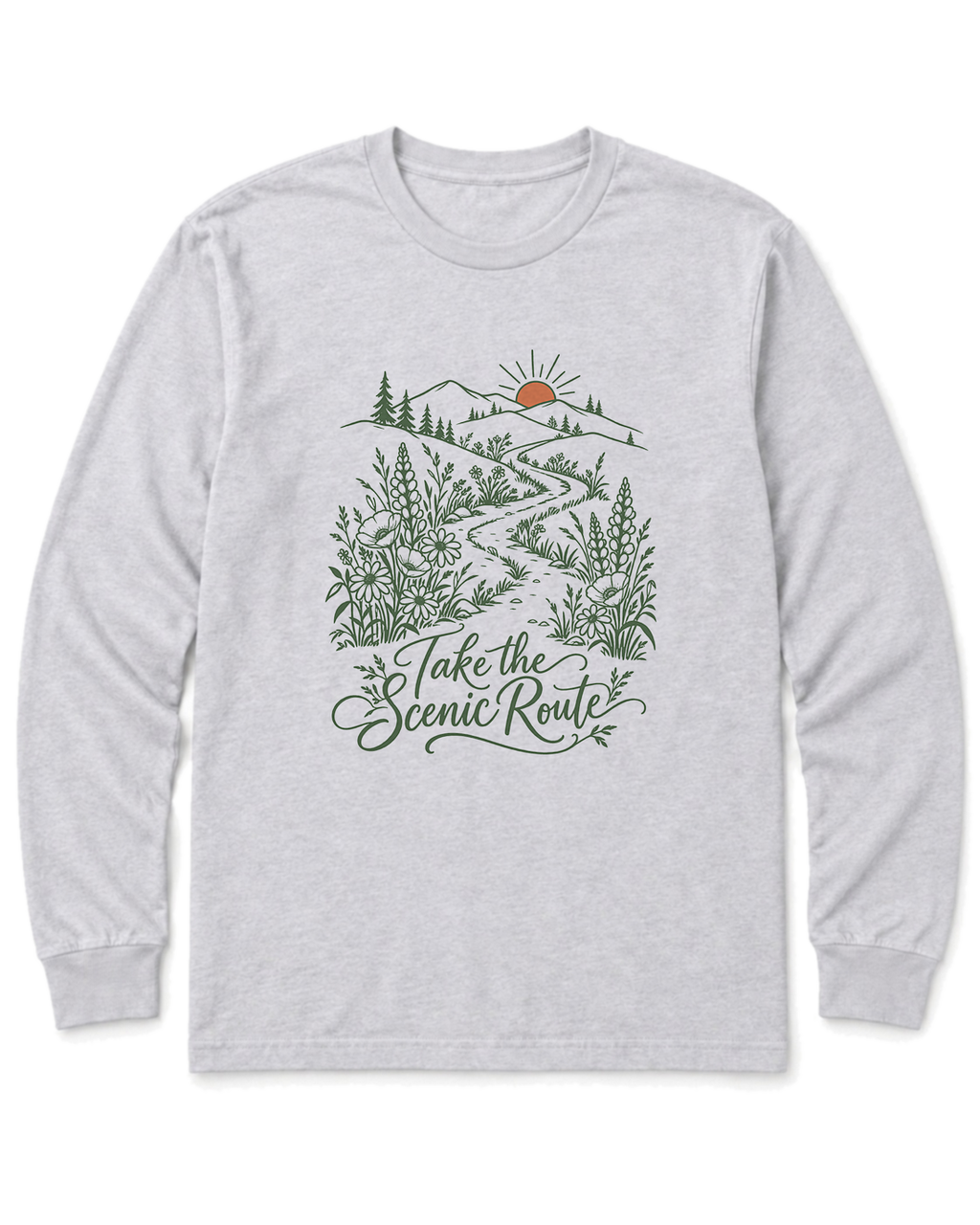 Take the Scenic Route Long Sleeve Shirt - Ash