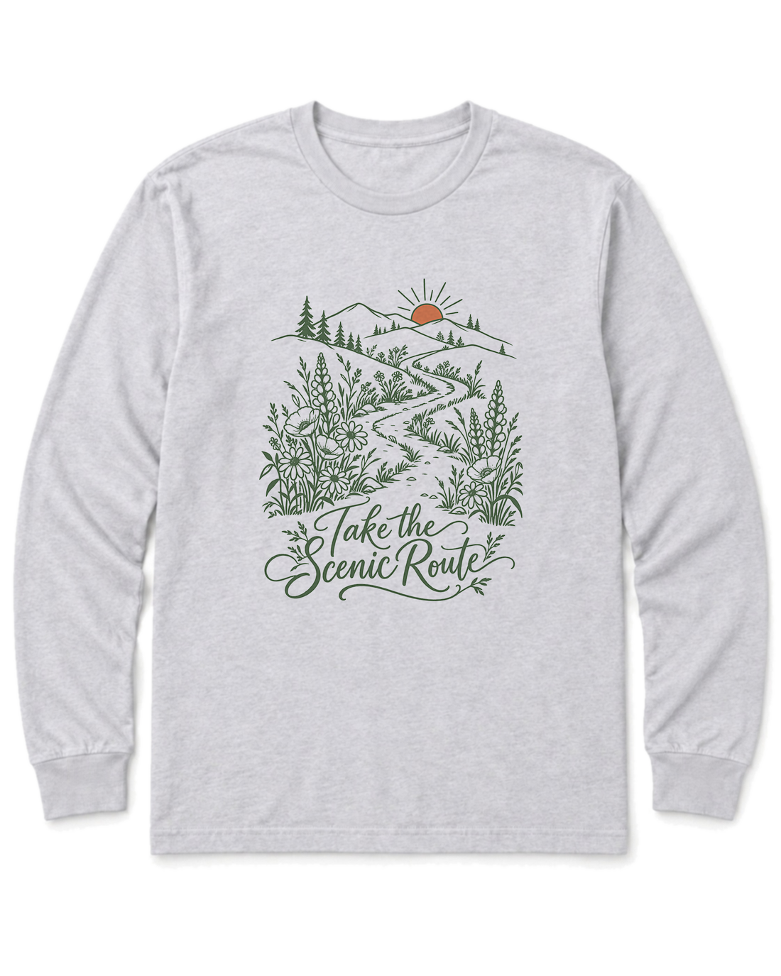 Take the Scenic Route Long Sleeve Shirt - Ash
