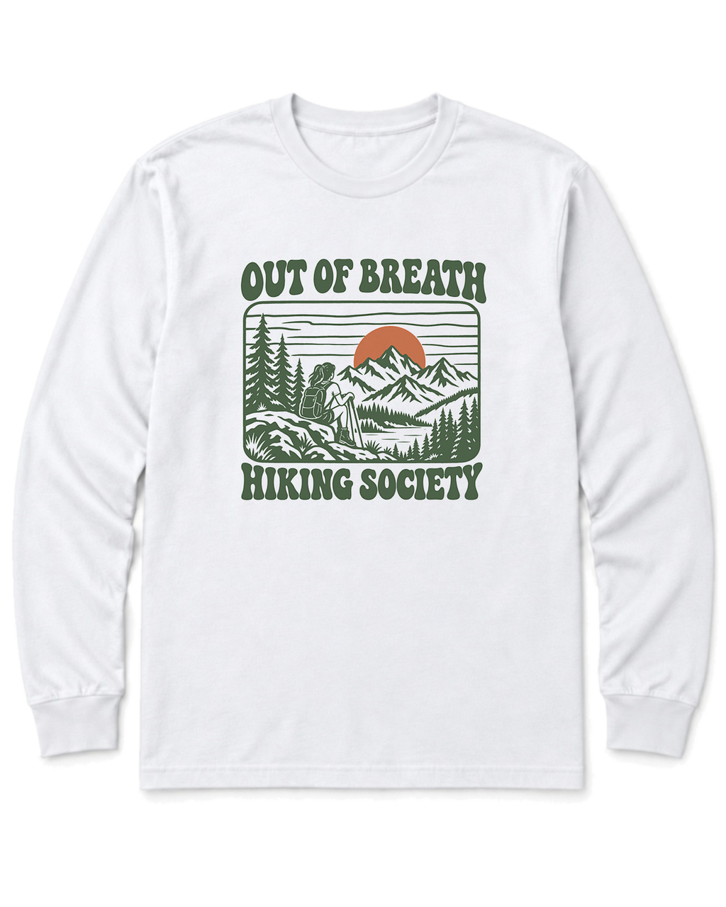 Out of Breath Hiking Society Sunset Long Sleeve Shirt - White