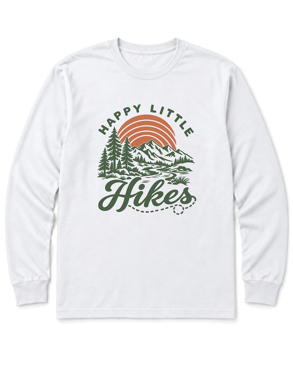 Happy Little Hikes Long Sleeve Shirt - White