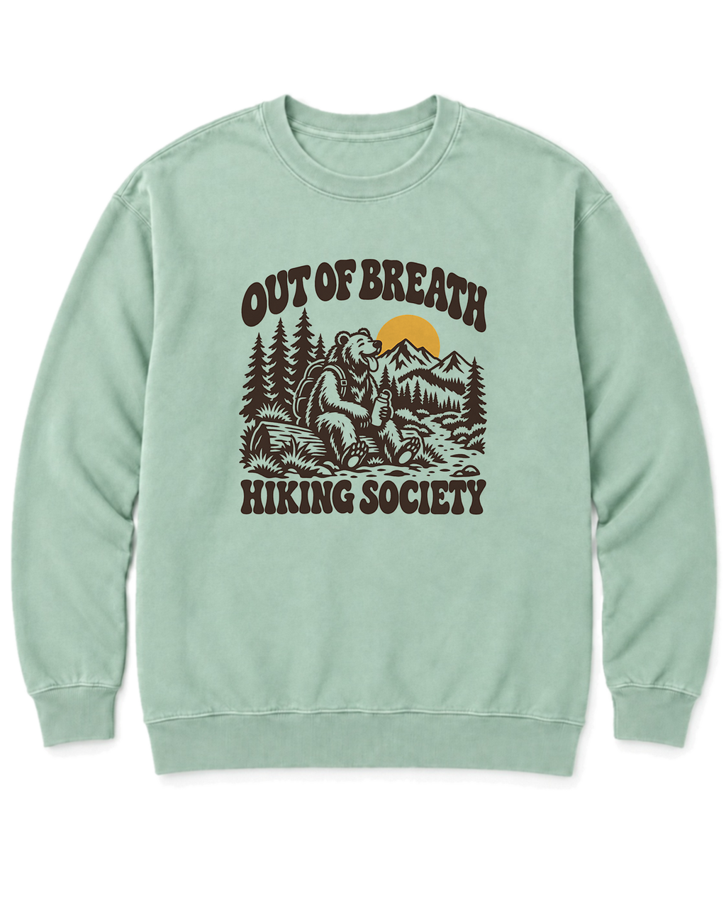 Out of Breath Hiking Society Bear Sweatshirt - Chalky Mint