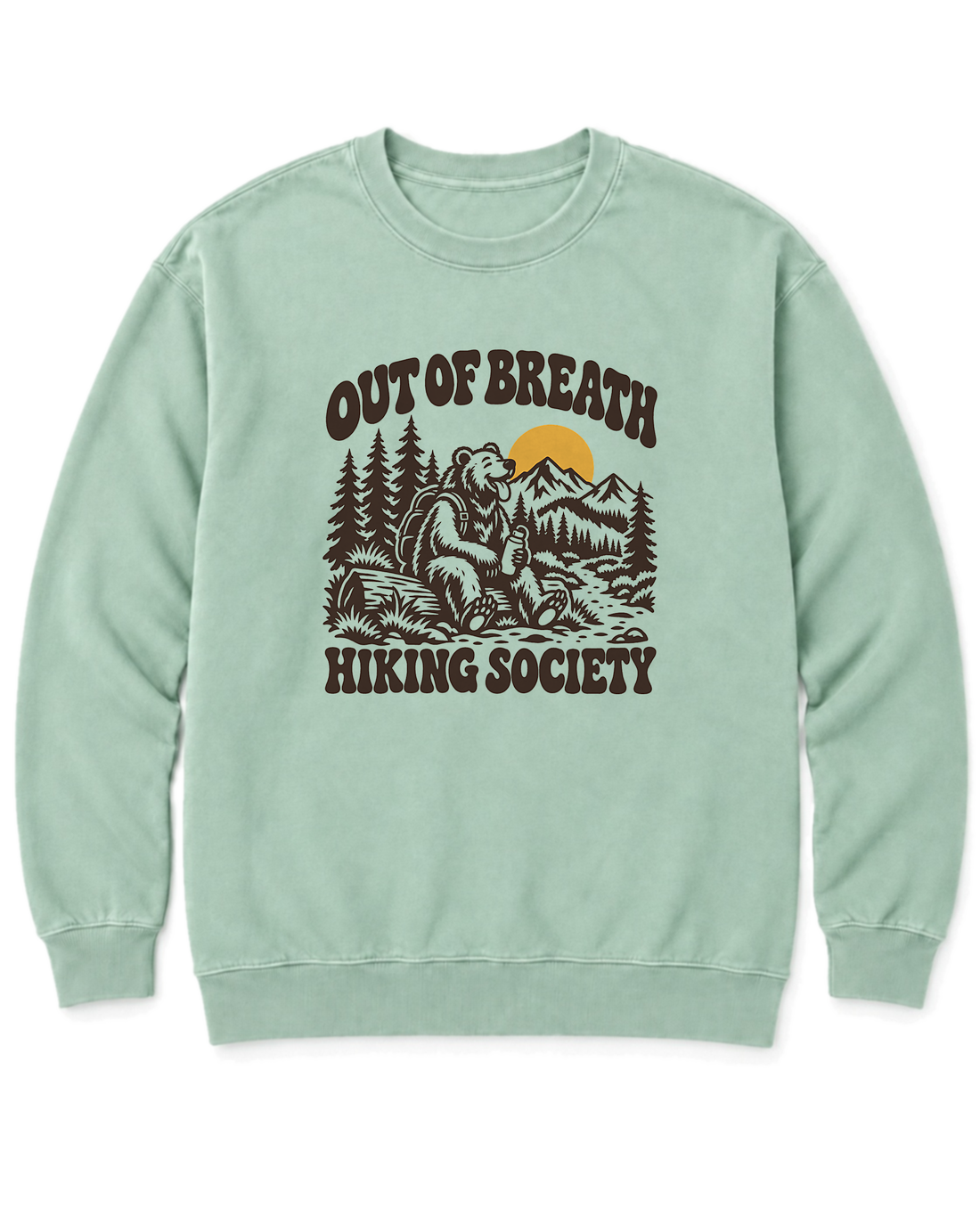 Out of Breath Hiking Society Bear Sweatshirt - Chalky Mint