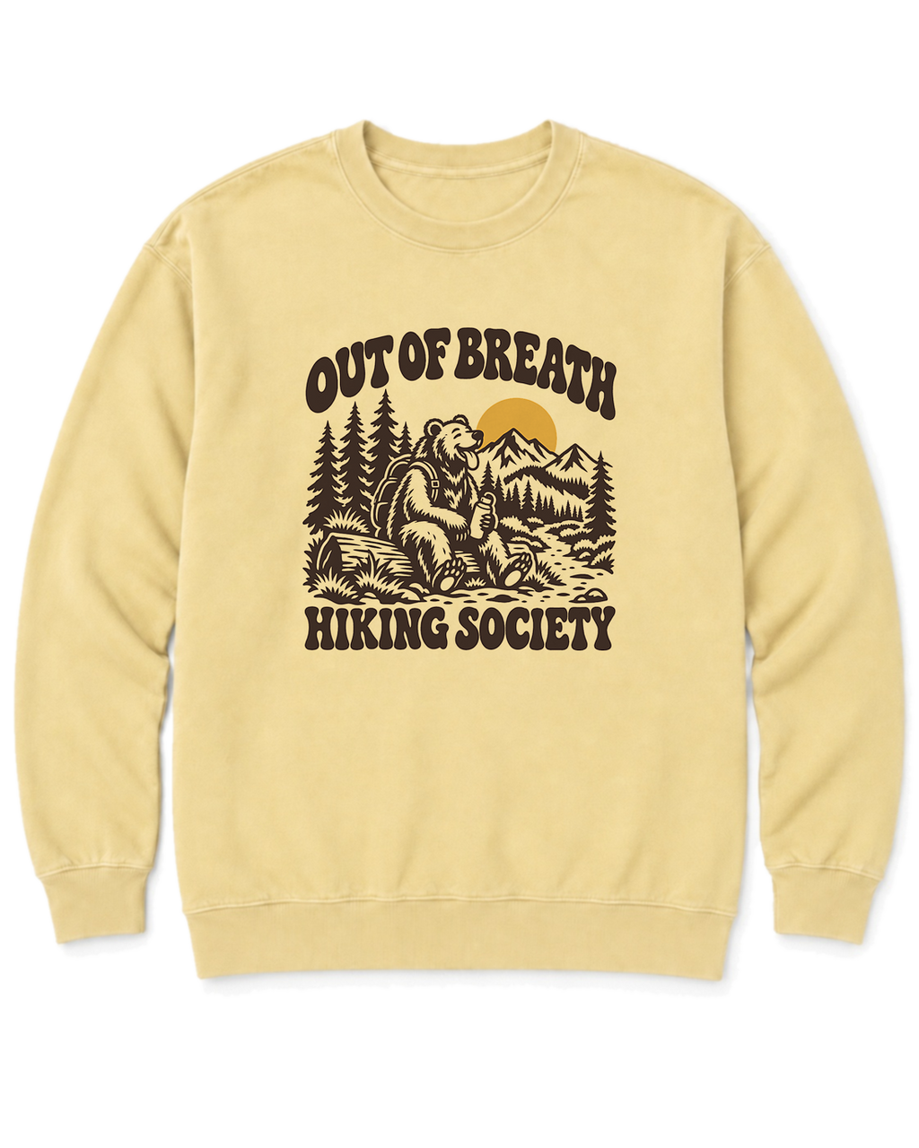 Out of Breath Hiking Society Bear Sweatshirt - Butter